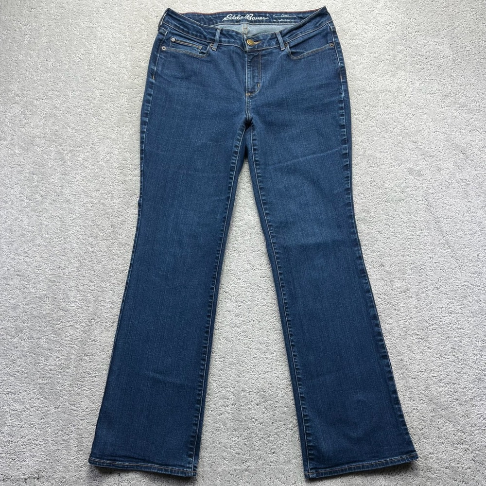 Eddie Bauer Jeans Womens Size 10 Blue Dark Wash Denim Stretch Curvy Bootcut